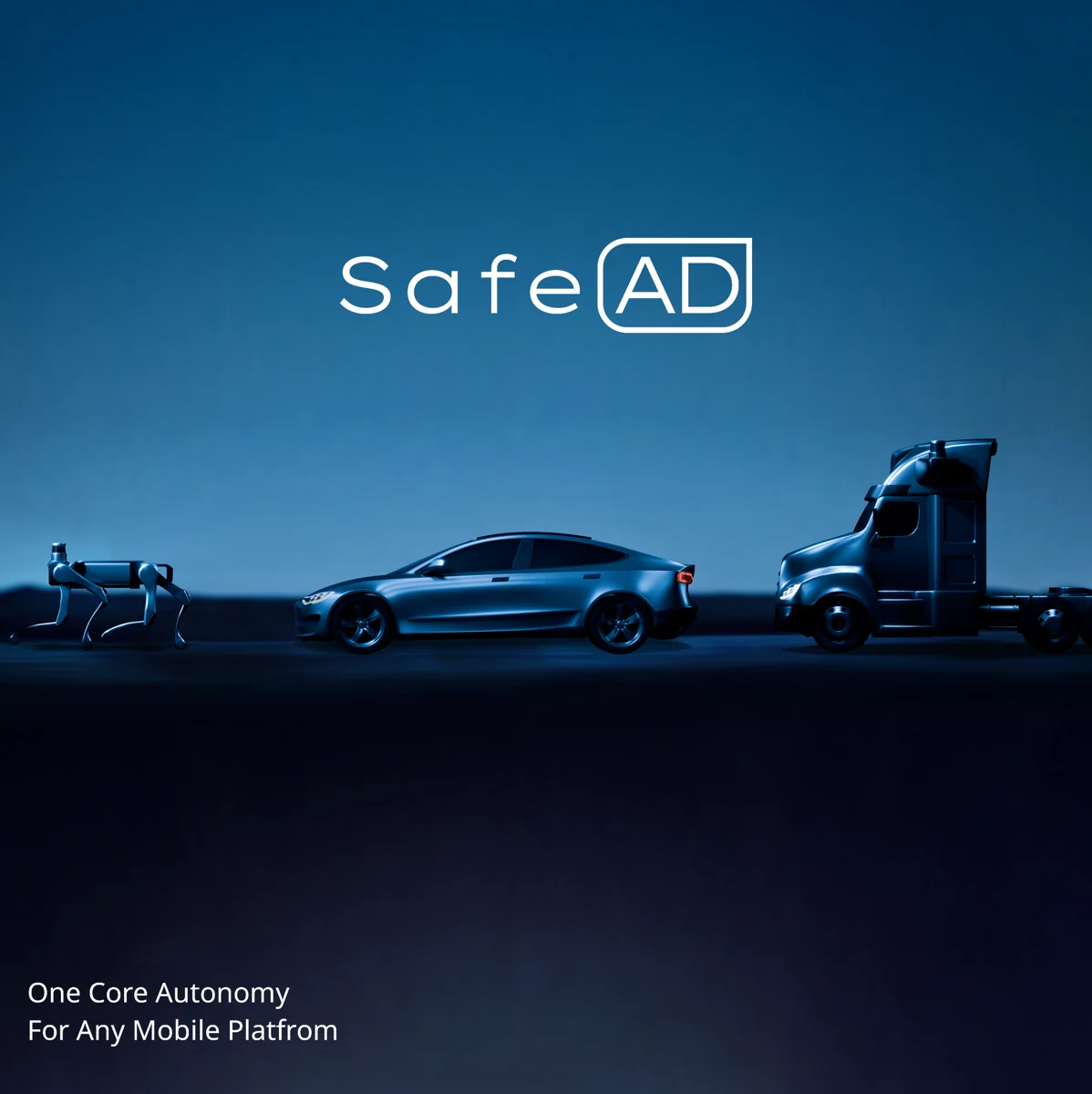 SafeAD One Core Autonomy brand visual with different mobile platforms.